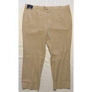 New Mens Stafford Classic Fit Linen Flat Front Dress Pants Size 44x29 NWT Stone